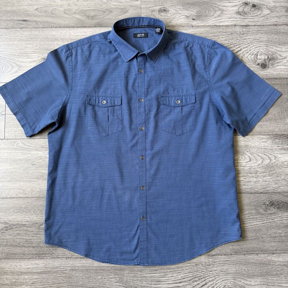 Alfani Men's Regular Fit Short Sleeve Button Down Shirt - XL